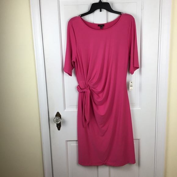 Talbots Short Sleeve Pink Faux Wrap Dress Size 16 NWT - Picture 1 of 6